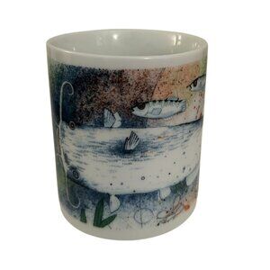 Chaleur Catfish Ceramic Mug By Jeff Chuang Signed HFT With Colorful Design